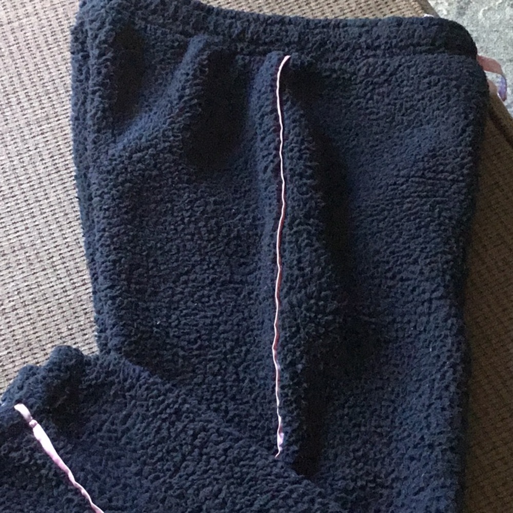 Muk Luks Black Fleece Pants with Pink Drawstring